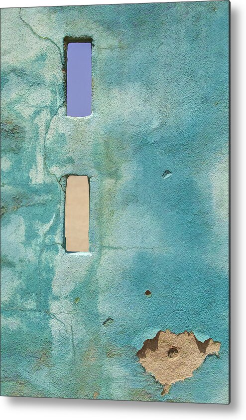 Abstract Metal Print featuring the photograph Blue Weathered Wall of Aruba by David Letts