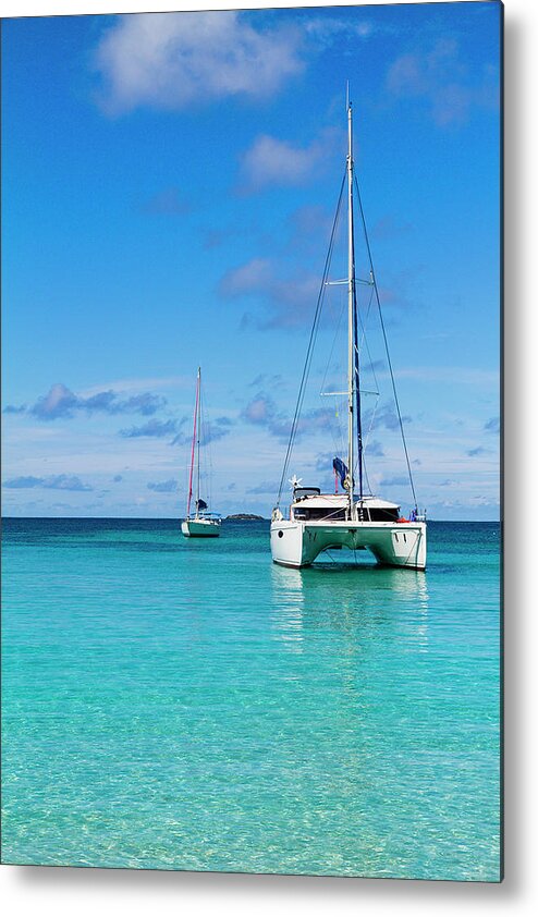 Water's Edge Metal Print featuring the photograph Boats At Salt Whistle Bay, Mayreau by Oriredmouse