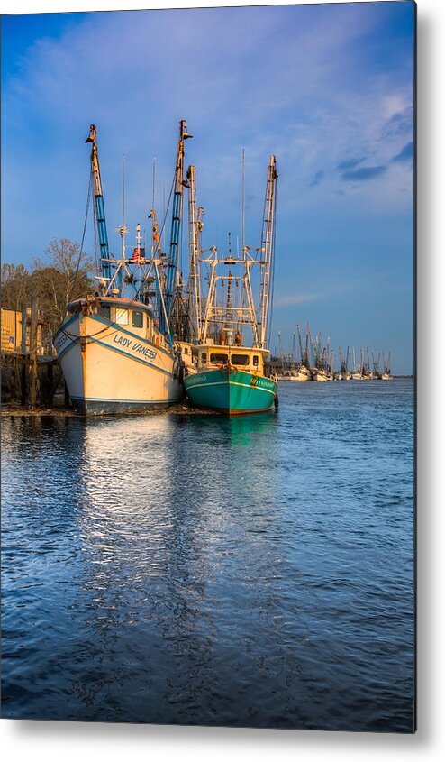 Boats Metal Print featuring the photograph Boats in Blue by Debra and Dave Vanderlaan