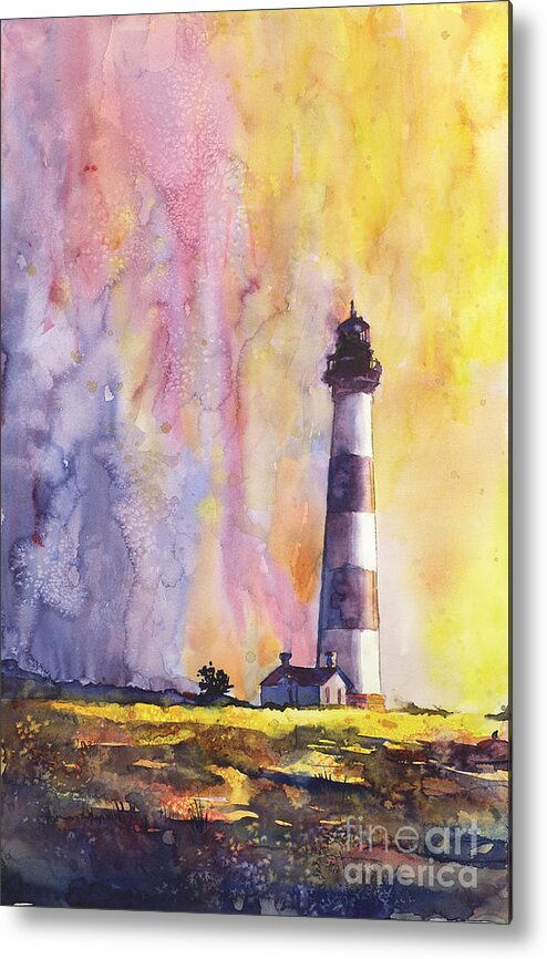 Lighthouse Metal Print featuring the painting Bodie Island Lighthouse by Ryan Fox