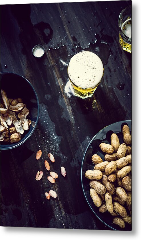 Alcohol Metal Print featuring the photograph Boiled Peanuts And Beer by Chien-ju Shen