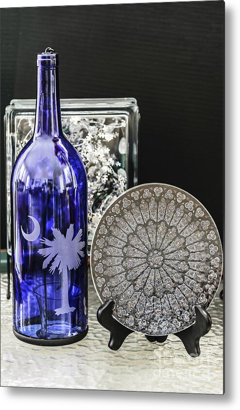 Still Life Metal Print featuring the photograph Bottle and Plate by Elvis Vaughn