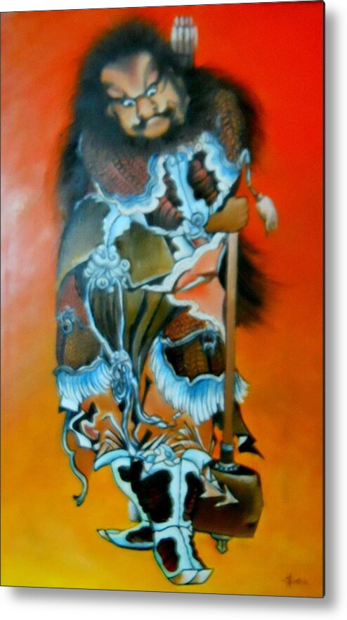 Warrior Metal Print featuring the painting Brave warrior by Sorin Apostolescu