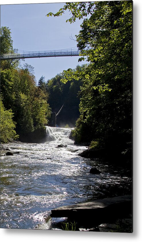 Summer Metal Print featuring the photograph Bridge over Foaming Falls by Monroe Payne