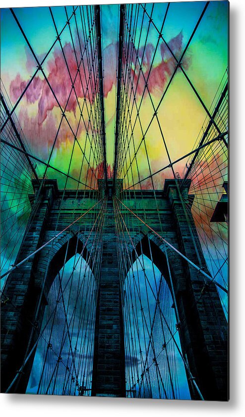 Brooklyn Bridge Metal Print featuring the digital art Psychedelic Skies by Az Jackson