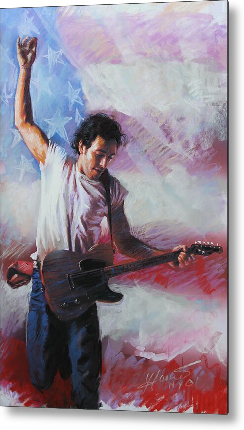 Singer Metal Print featuring the mixed media Bruce Springsteen The Boss by Viola El