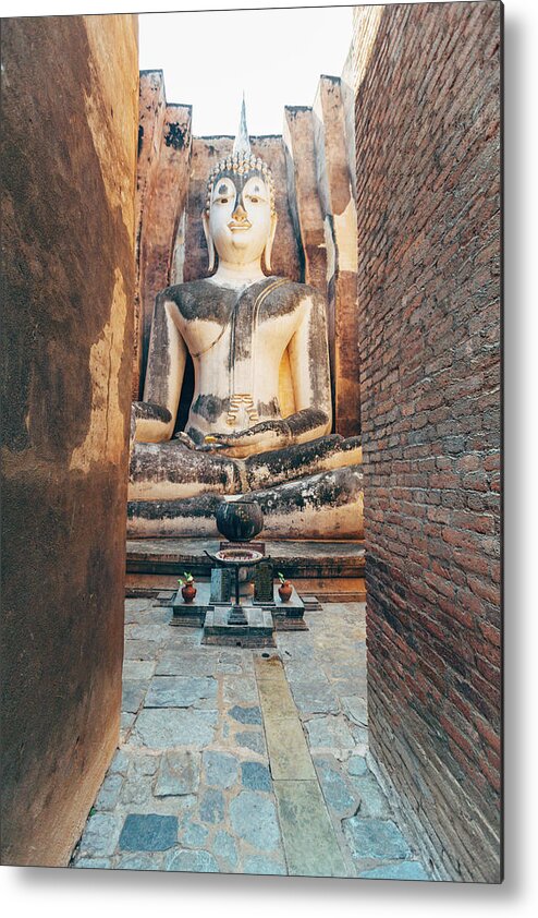 Statue Metal Print featuring the photograph Buddha Statue In Sukhothai, Thailand by Deimagine