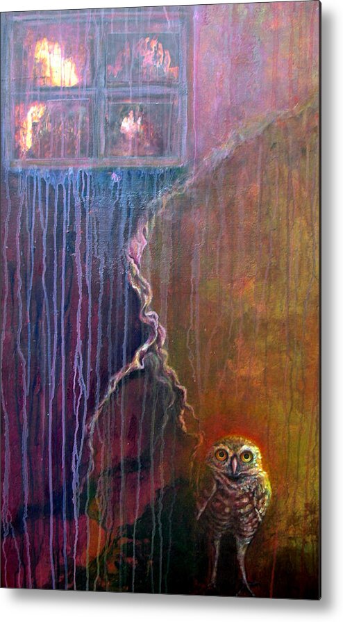 Burrowing Owl Metal Print featuring the painting Burrow by Ashley Kujan