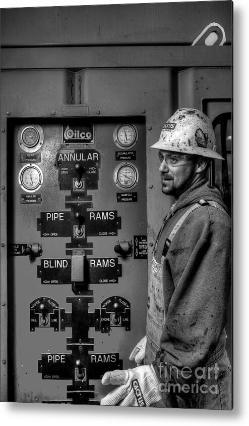 Oil Rig Metal Print featuring the photograph Cac001bw-16 by Cooper Ross