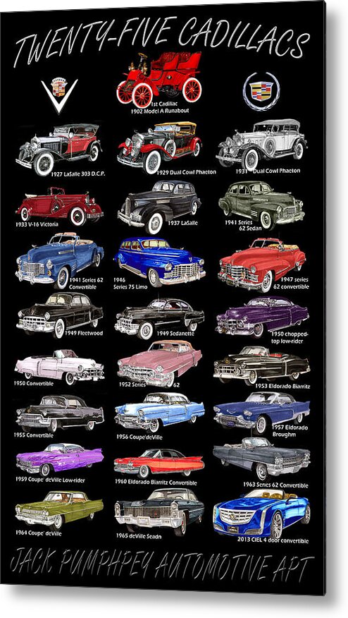 Watercolor Art Of 1902 Cadillac Art Prints Of Garage Art Posters Metal Print featuring the painting Never Enough Cadillacs by Jack Pumphrey