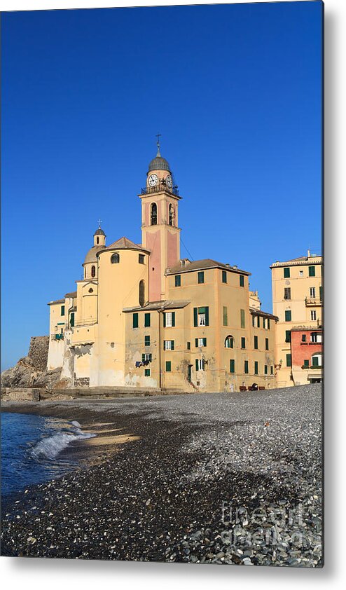 Ancient Metal Print featuring the photograph Camogli seaside and church by Antonio Scarpi