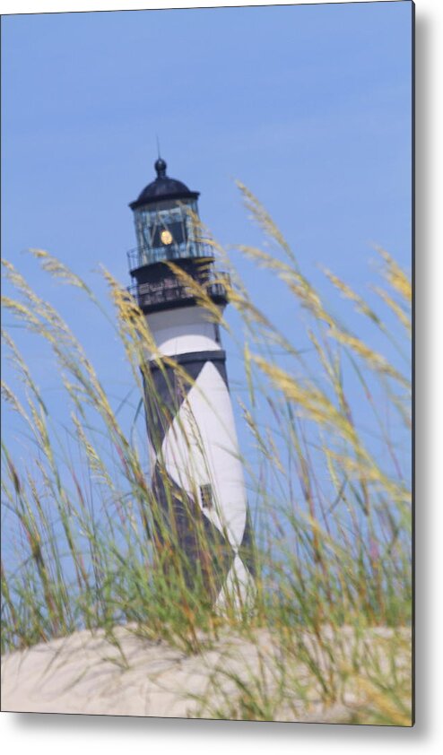 Lighthouse Metal Print featuring the photograph Cape Lookout Light and Sea Oats 3 by Cathy Lindsey