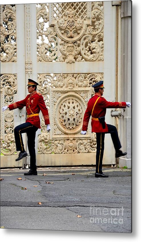 Soldiers Metal Print featuring the photograph Change of guards ceremony Dolmabahce Istanbul Turkey by Imran Ahmed