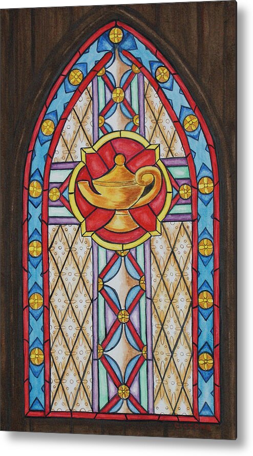 Church Metal Print featuring the painting Chapel Window by Jill Ciccone Pike