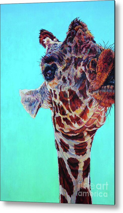 Giraffe Metal Print featuring the painting Cheeky Gina by Patricia A Griffin