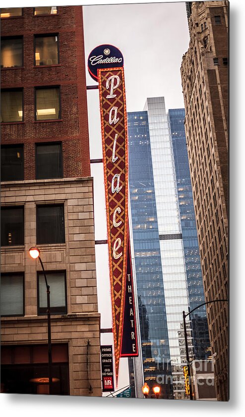 America Metal Print featuring the photograph Chicago Cadillac Palace Theatre Sign by Paul Velgos