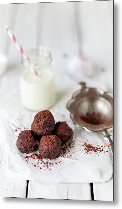 Milk Metal Print featuring the photograph Chocolate Truffles by Ingwervanille