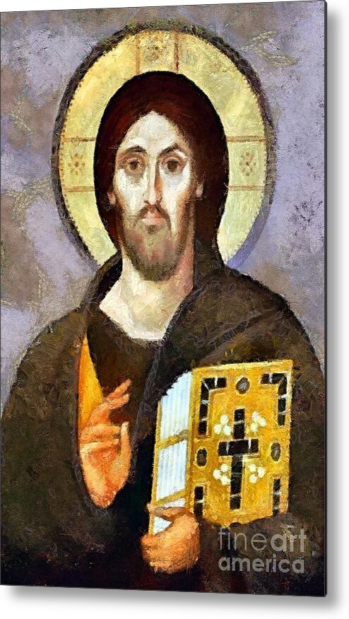 Christmas Metal Print featuring the mixed media Christ Pantocrator of Sinai by Dragica Micki Fortuna