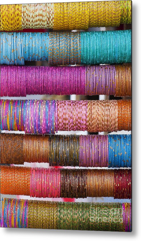 Colourful Metal Print featuring the photograph Colourful Indian Bangles by Tim Gainey