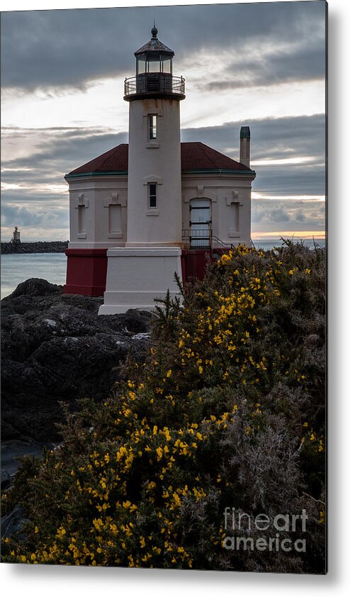 Coquille River Lighthouse Metal Print featuring the photograph Coquille River Lighthouse Portrait by John Daly
