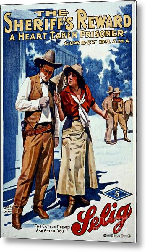 Vintage Metal Print featuring the photograph Cowboy Drama Movie Poster by Audreen Gieger