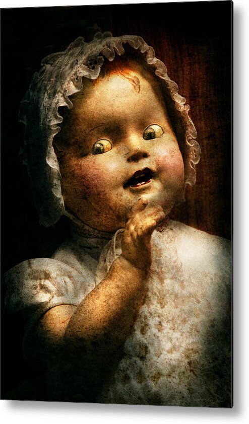 Haunted Doll Metal Print featuring the photograph Creepy - Doll - Come play with me by Mike Savad