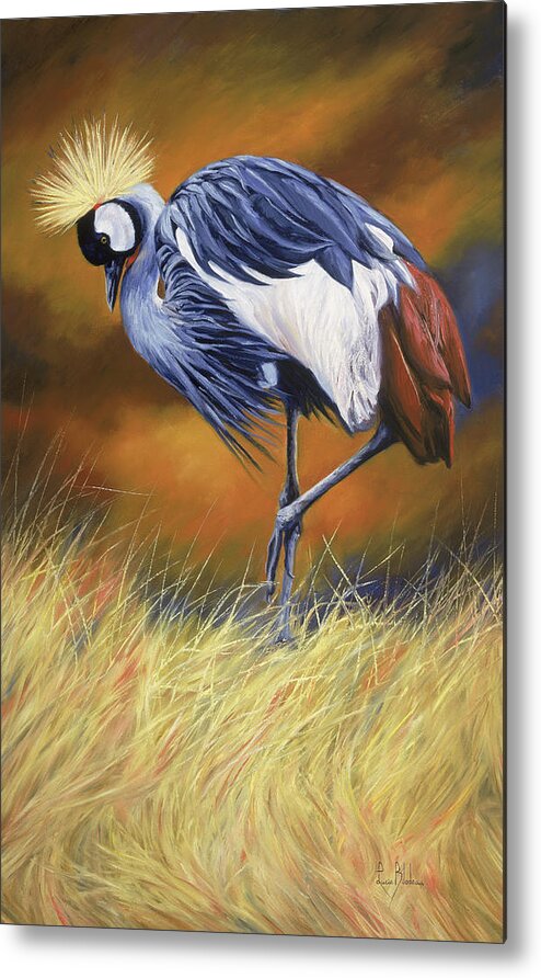 Bird Metal Print featuring the painting Crowned by Lucie Bilodeau