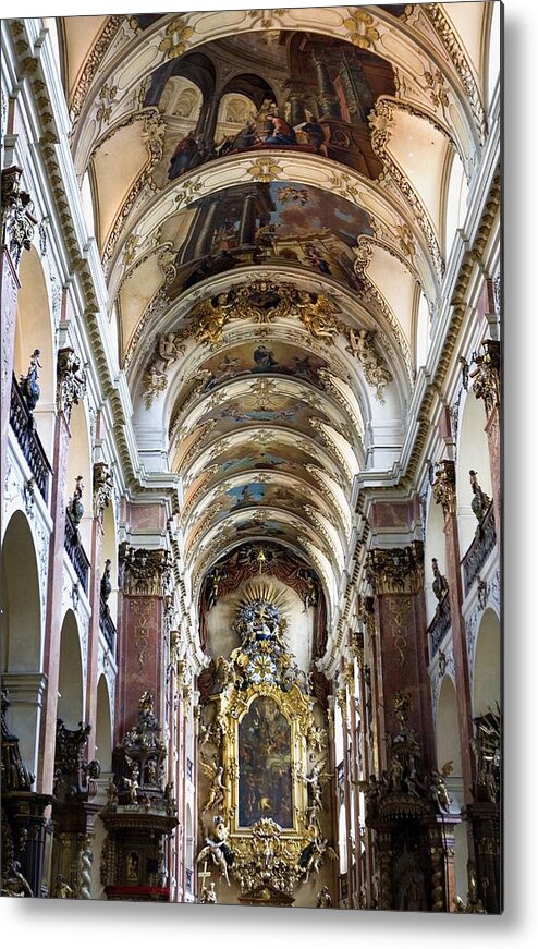 Colour Metal Print featuring the photograph Czech Rep.. Prague. Church Of St Jacob by Everett