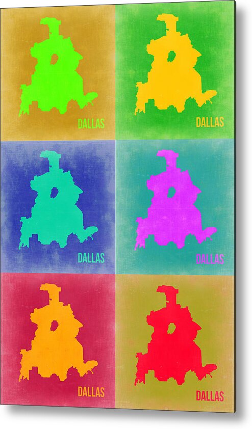 Dallas Map Metal Print featuring the painting Dallas Pop Art Map 3 by Naxart Studio