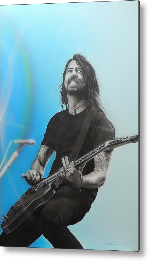 Dave Grohl Metal Print featuring the painting Dave Grohl by Christian Chapman Art