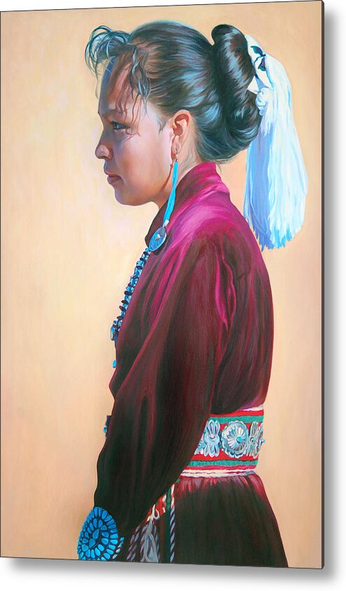 Native American Metal Print featuring the painting Day of Honor by Christine Lytwynczuk