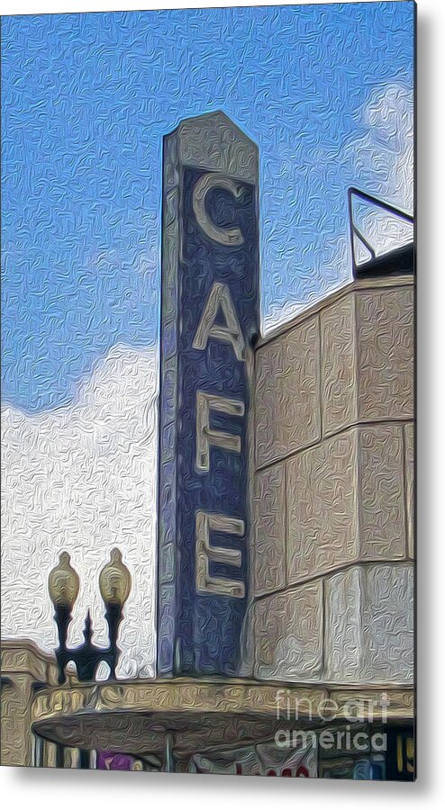 Cafe Sign Metal Print featuring the painting Deco Cafe - 02 by Gregory Dyer