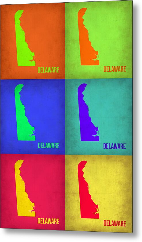 Delaware Map Metal Print featuring the painting Delaware Pop Art Map 1 by Naxart Studio