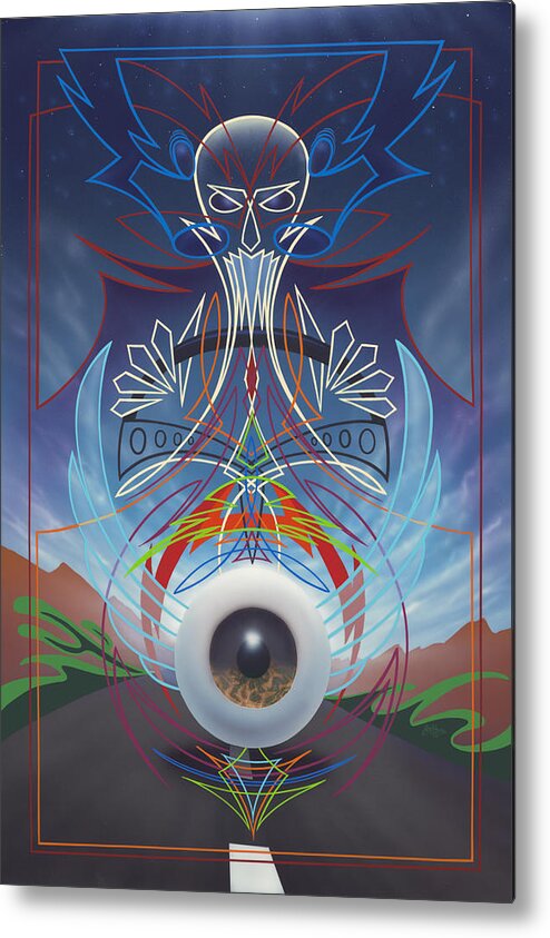 Pinstriping Metal Print featuring the painting Destiny Meets Eternity in the Oncoming Lane by Alan Johnson