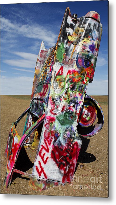 Cadillac Ranch Metal Print featuring the photograph Did not notice the stop sign by Elena Nosyreva