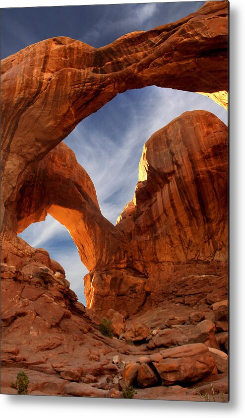 Desert Metal Print featuring the photograph Double Arch - Utah by Mike McGlothlen