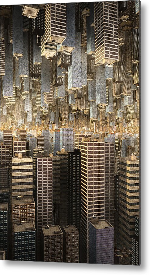Buildings Metal Print featuring the digital art Downtown/UpTown by Matthew Lindley