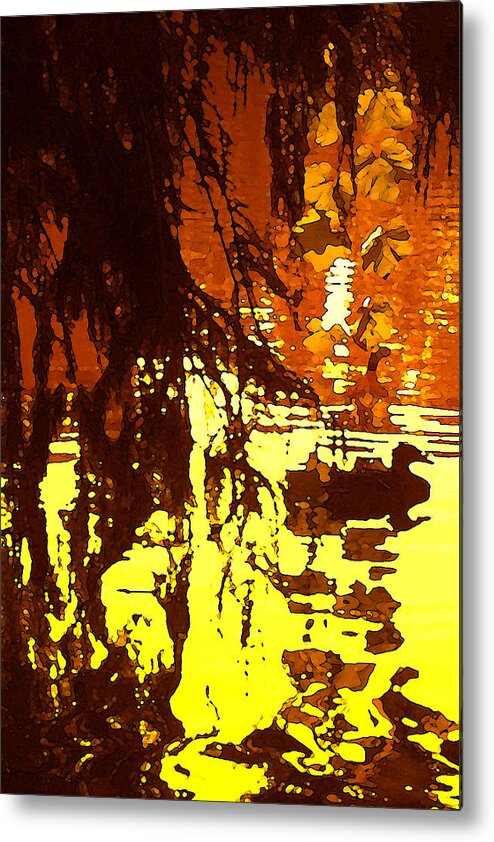 Landscape Metal Print featuring the painting Ducks on Red Lake A by Amy Vangsgard