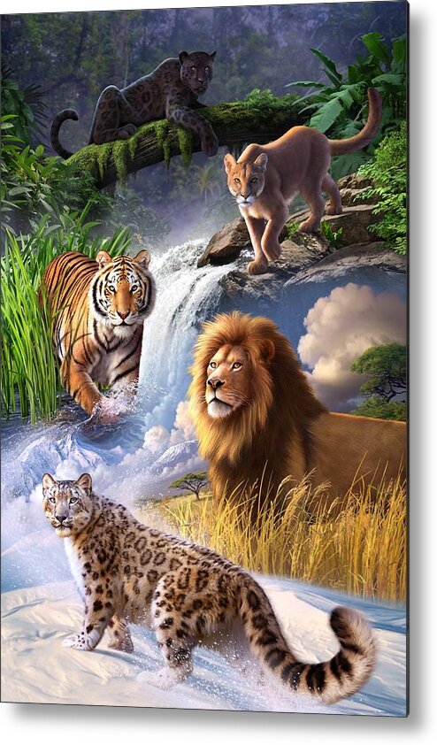 Big Cats Metal Print featuring the digital art Earth Day 2013 poster by Jerry LoFaro