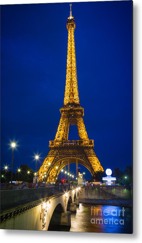Architectural Metal Print featuring the photograph Eiffel Tower by Night by Inge Johnsson