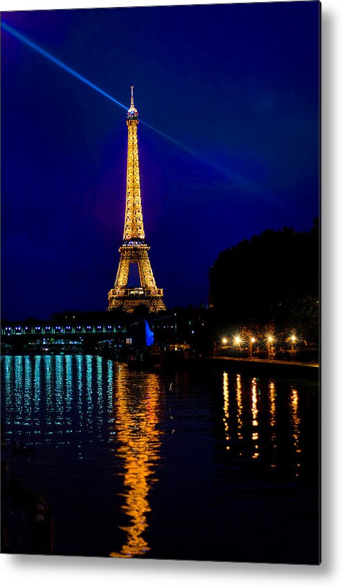 Crystal Metal Print featuring the photograph Eiffel Tower on the Seine by Mitchell R Grosky