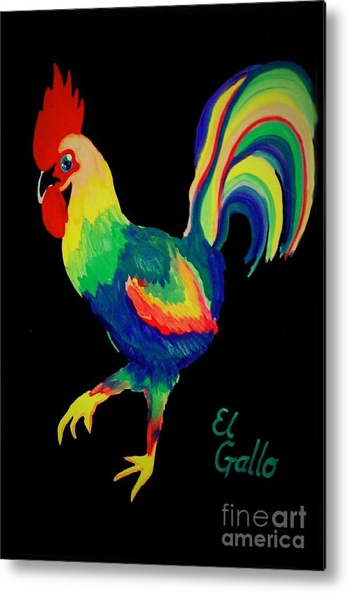 El Gallo Metal Print featuring the painting El Gallo by Marisela Mungia