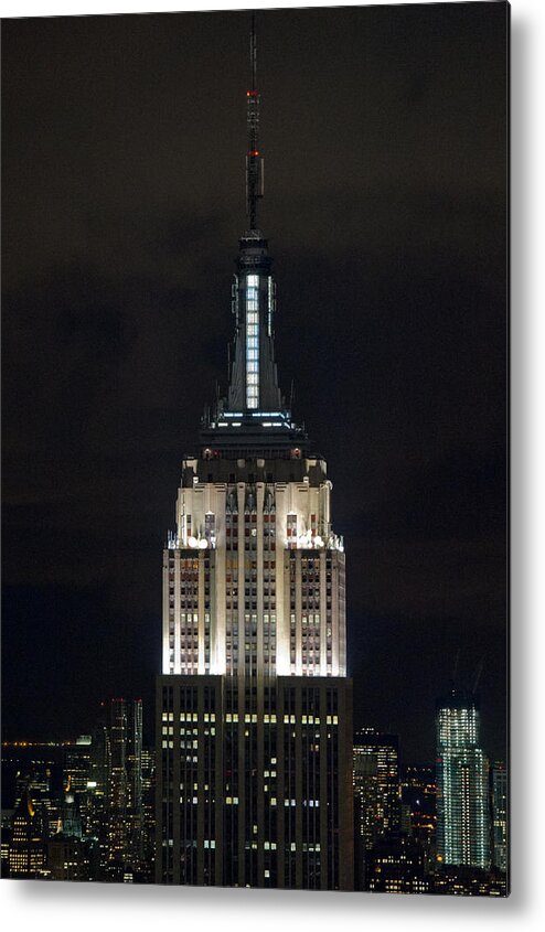  Empire State Building Metal Print featuring the photograph Empire State Building at night by Gary Eason