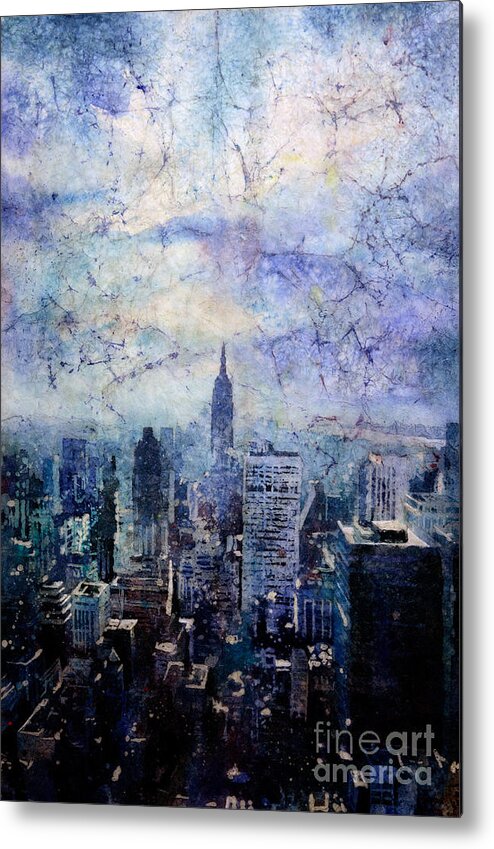 Art Prints Metal Print featuring the painting Empire State Building in Blue by Ryan Fox
