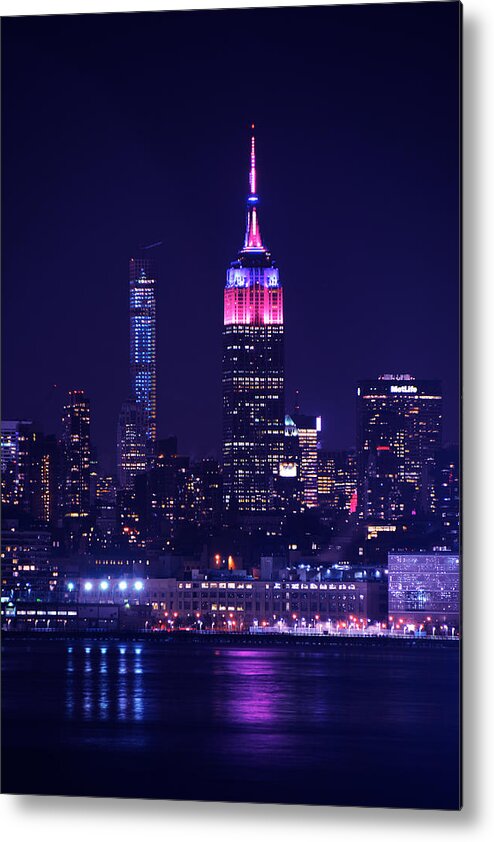  Metal Print featuring the photograph Empire State Building in Pink and Purple by Raymond Salani III