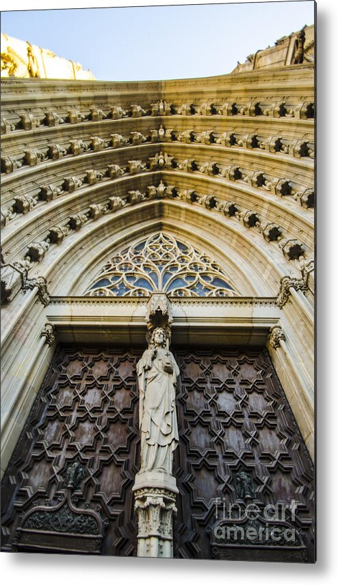 Cathedral Of The Holy Cross And Saint Eulalia Metal Print featuring the photograph Eulalia Doorway by Deborah Smolinske