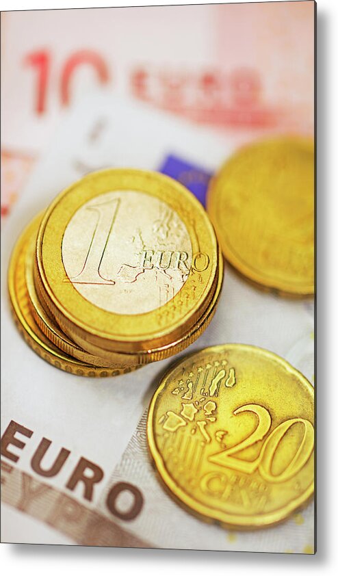 Coin Metal Print featuring the photograph Euros by David Gould