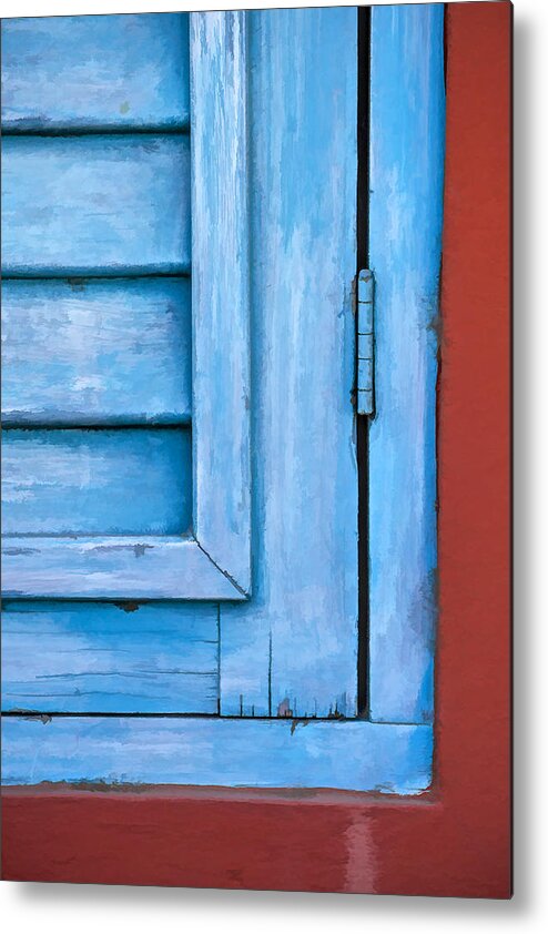Kitchen Art Metal Print featuring the photograph Faded Blue Shutter V by David Letts