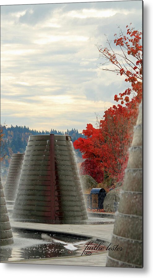 Fall Colors Metal Print featuring the photograph Harborside Fountain Park II by E Faithe Lester