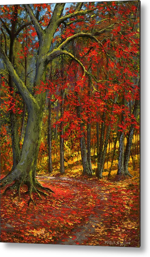 Landscape Metal Print featuring the painting Fallen Leaves by Frank Wilson
